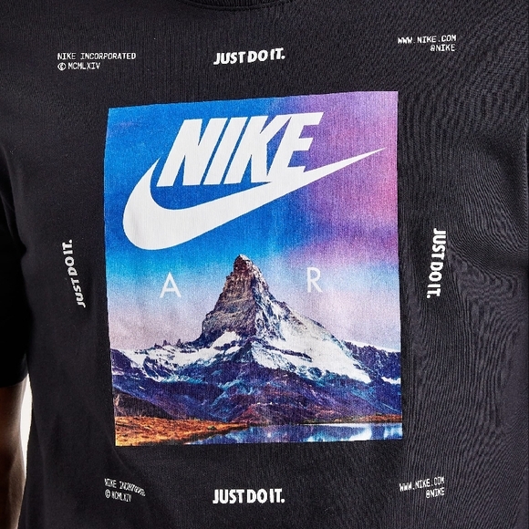 Nike Black Short Sleeve Tee with Mountain Graphic - Picture 2 of 4